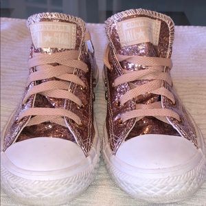 Converse Rose Gold Glitter Girls Shoes size 1